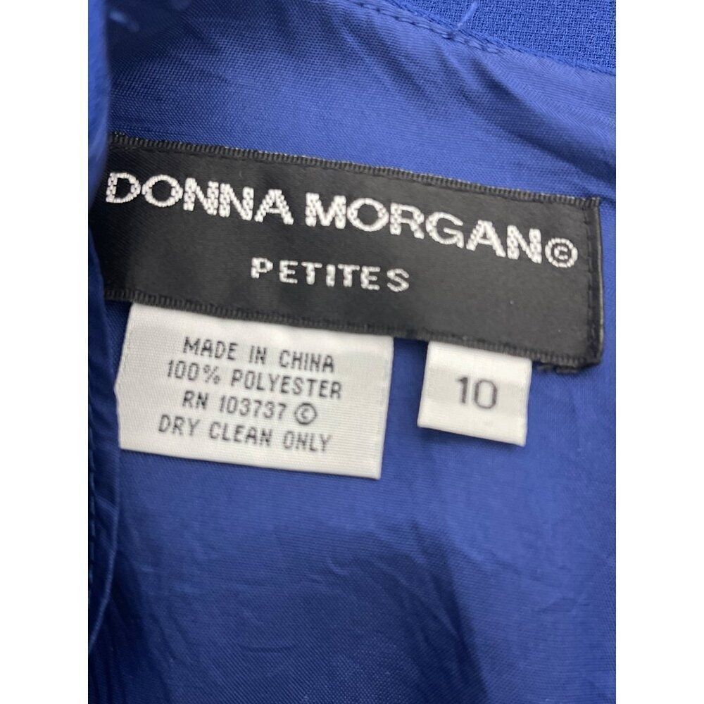 Donna Morgan Women Petite Blue Embroidered Hem Dress Size 10P - Picture 10 of 10